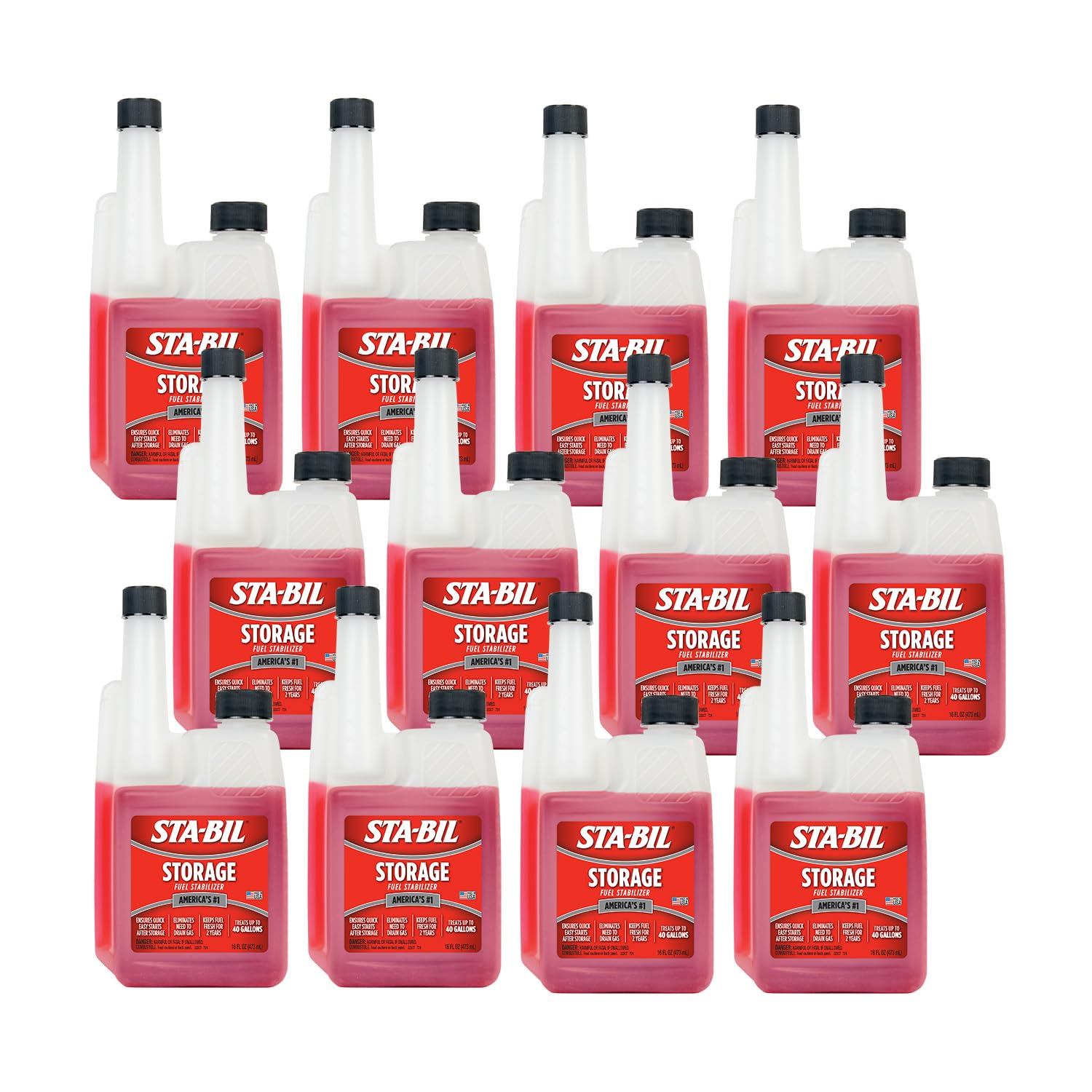 Sta-Bil Storage Fuel Stabilizer Keeps Fuel Fresh For 24 Months, Prevents Corrosion, Gasoline Treatment Fuel Additive That Protects Fuel System, Gas Stabilizer For Fuel Storage, 16 Oz. (12 Pack)