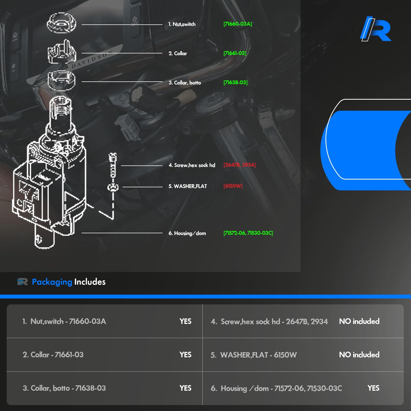 71572-06 Ignition Switch Lock Housing Kit Fit for Harley-Davidson Electra Glide 2006-2013, Road Glide 2006-2013, Road King 2006-