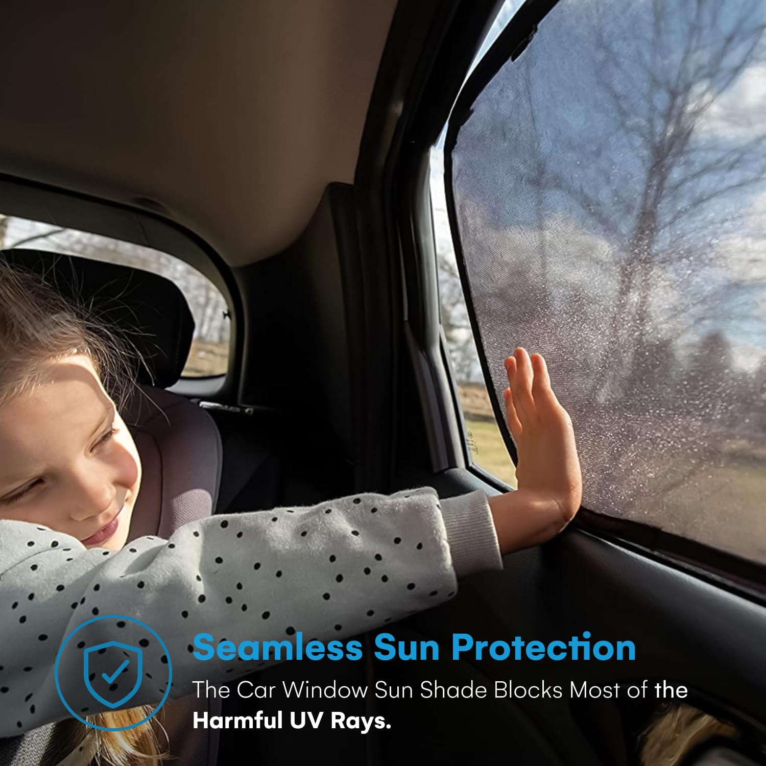 Enovoe Car Window Shade for Baby - (2 Pack) UV Protection Breathable Mesh Baby Window Covers - Sun Shade Blocker, Cling Window Cover - Glare Shield and UV Rays Protection for Your Child - XL 25' x 16'