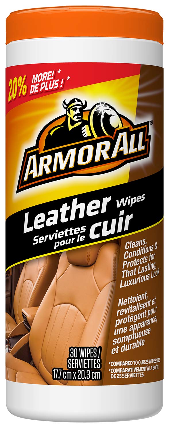 Armor All 8472 Leather Wipes, 30 Count