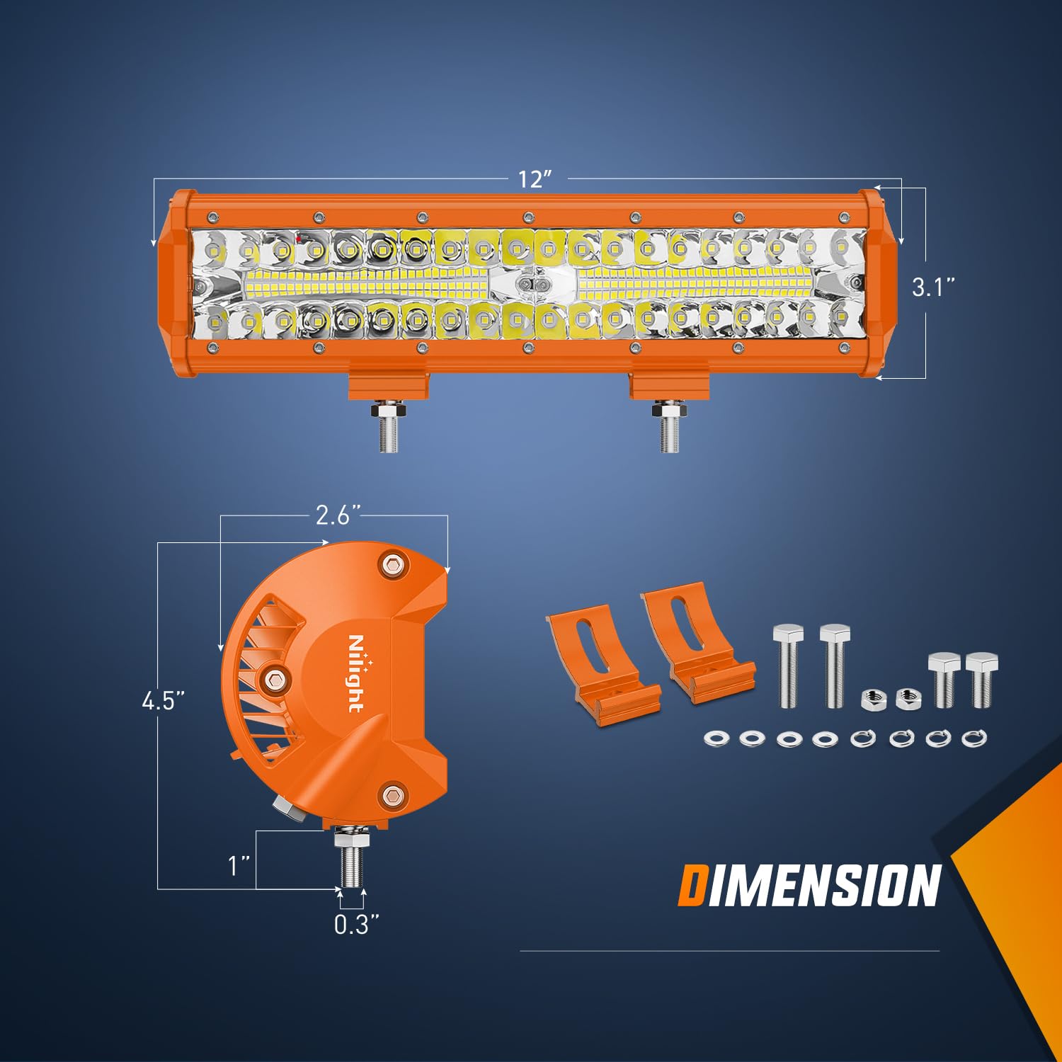 Nilight Led Light Bar 12Inch 300W Flood Spot Combo Triple Row Driving Lamp Roof Bumper Off Road Work Lights For Van Camper Wagon