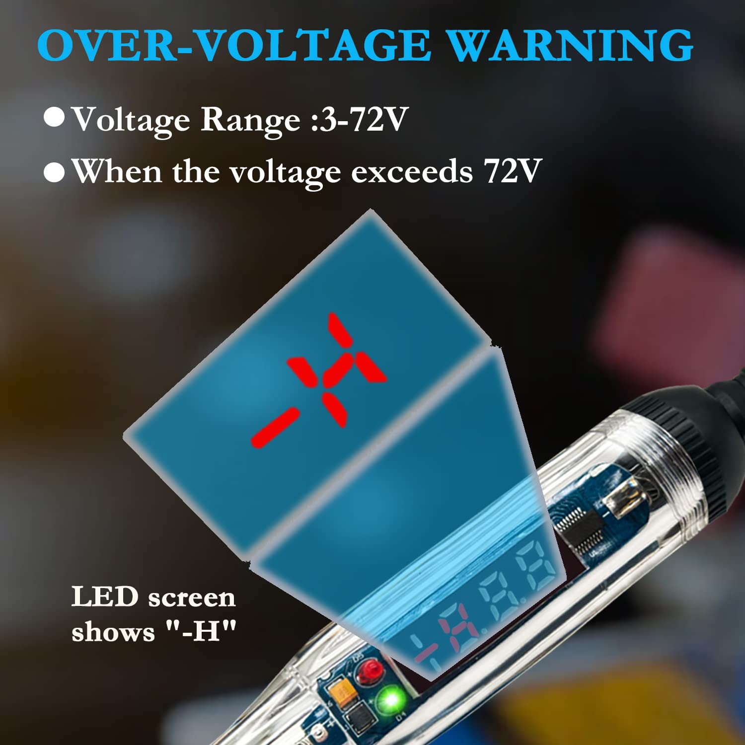 Gogonfly Upgraded 3-72V Automotive Test Light, Heavy Duty Digital Led Circuit Tester With Voltmeter And Dual Color Polarity Indi