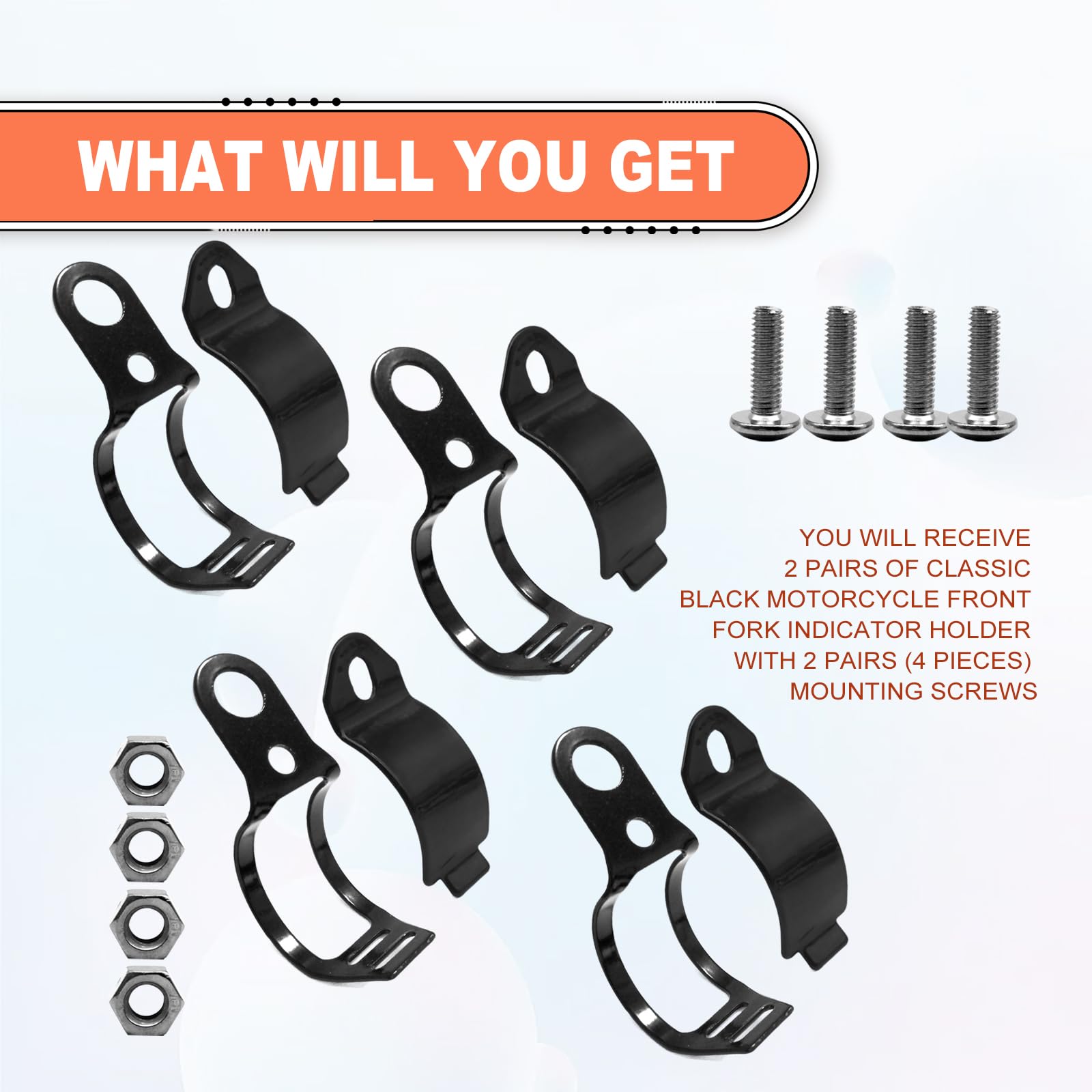 2 Pairs Aluminium Alloy Motorcycle Fork Indicator Brackets, Universal Motorcycle Turn Signal Light Indicator Blinker Mount Bracket, 30-43Mm Metal Fork Relocation Clamps Brackets