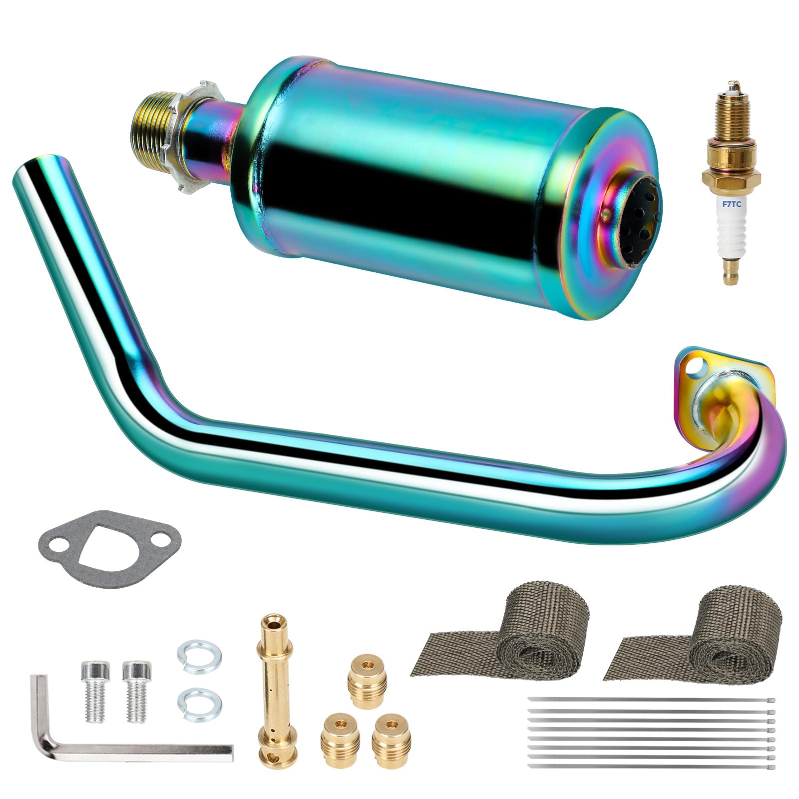 HIAORS Under Seat Exhaust Pipe Muffler Kit for Predator 212 Non Hemi Coleman CT200U BT200X Axis M200 KT196 224cc 196cc 6.5hp Min