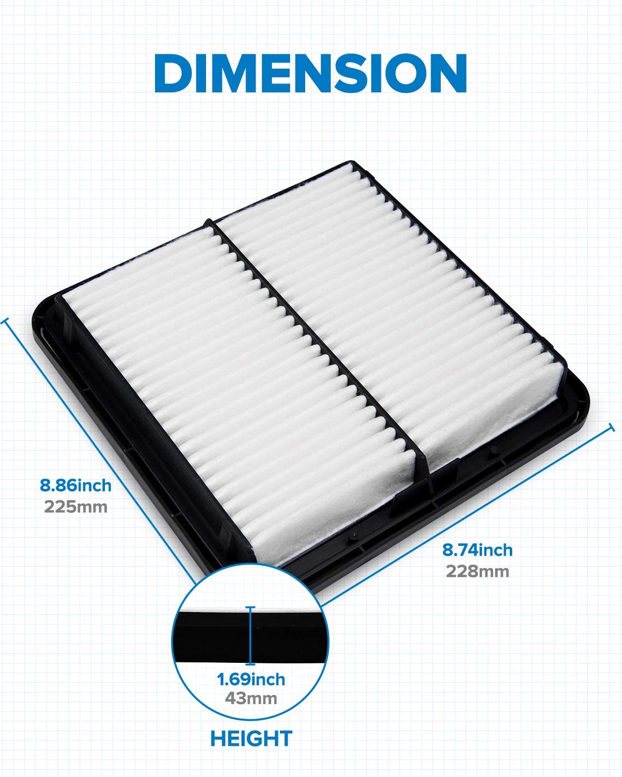 Philtop Engine Air Filter Ca9997 Replacement For Subaru Impreza (2008-2016), Legacy (2005-2019), Outback (2005-2019), Wrx (2015-2018), Forester (2009-2018), Tribeca (2008-2014)