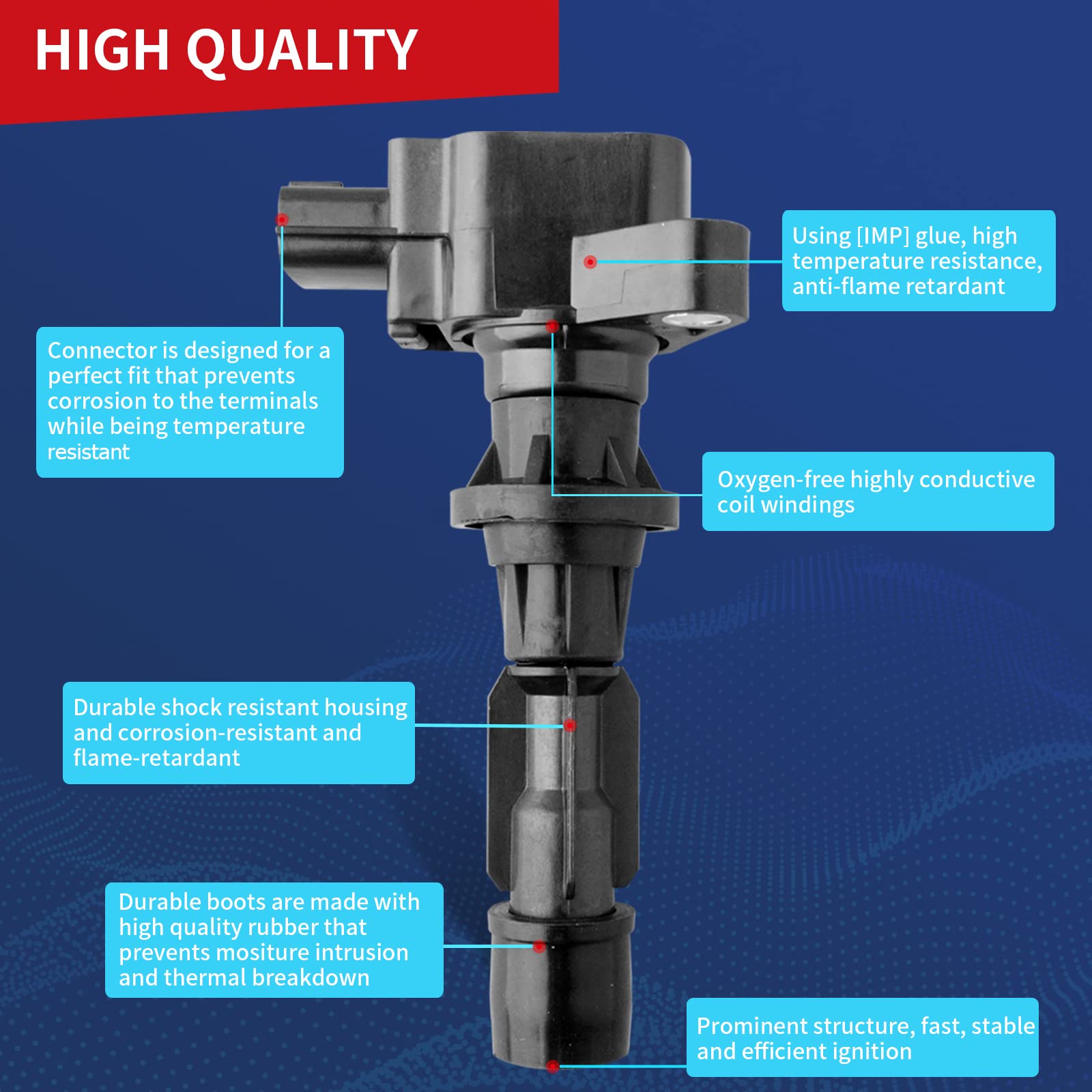 Drcax Oem Ignition Coil Uf540 C1683 Compatible With 2006-2013 Mazda 3, 6, Cx-7, Mx-5 - Replaces L3G218100A - 2.0L, 2.3L, 2.5L L4