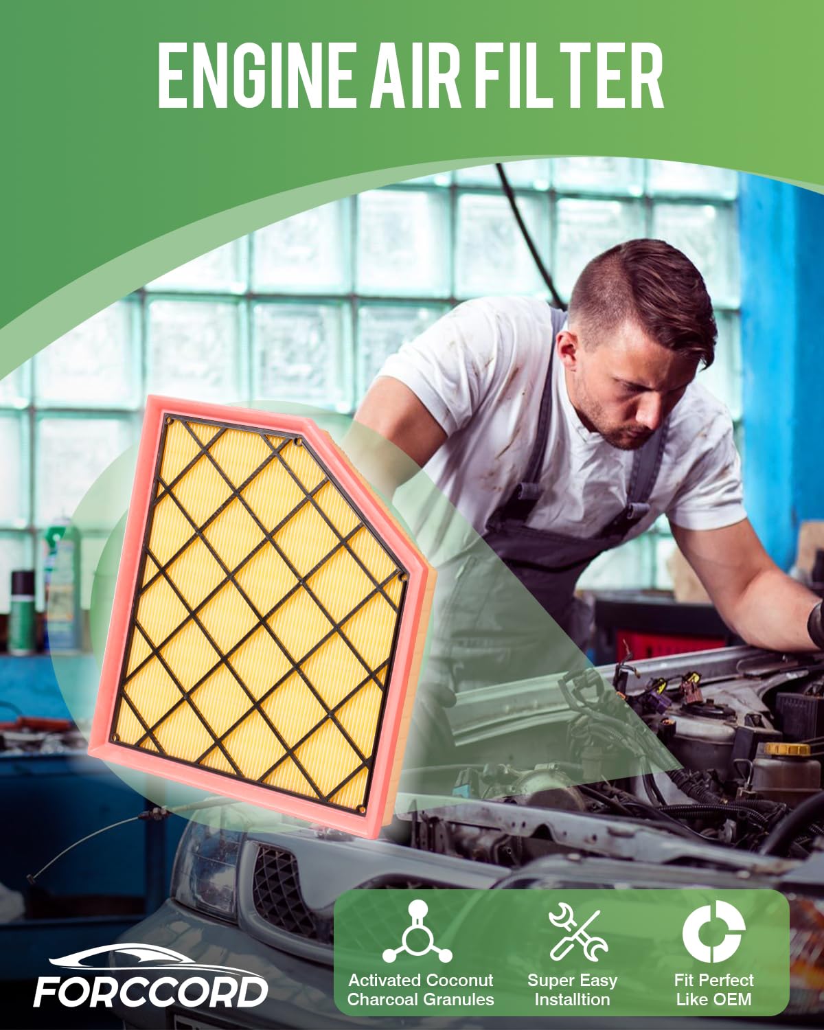 Forccord Cabin Air Filter And Engine Air Filter Fit For Cadillac Ct4 2.0L/2.7L(2025-2020), Ct5 2.0L(2025-2020) Activated Carbon