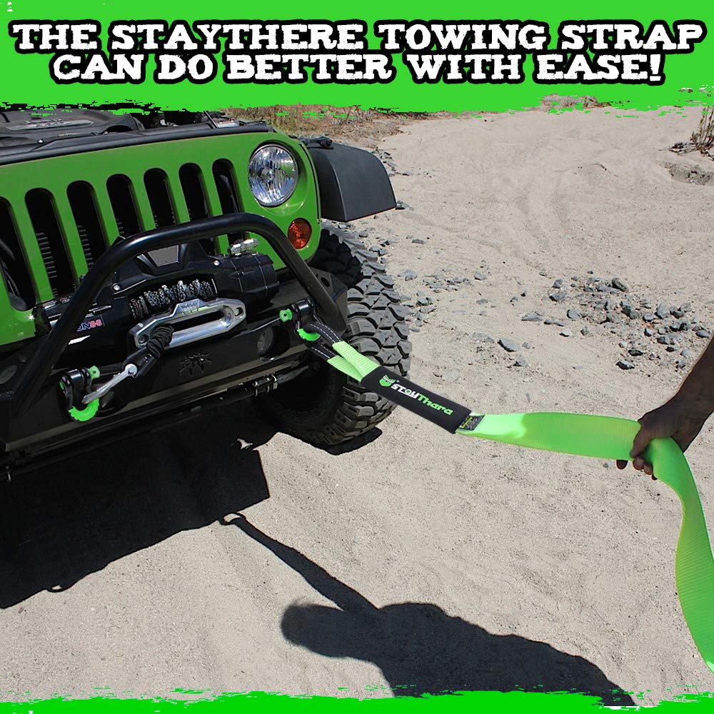 Stay There 3''  20Ft Heavy Duty Tow Strap Recovery Kit With 35,000 Lb Capacity-Emergency Towing Rope + 3/4 Heavy Duty D Ring Sha