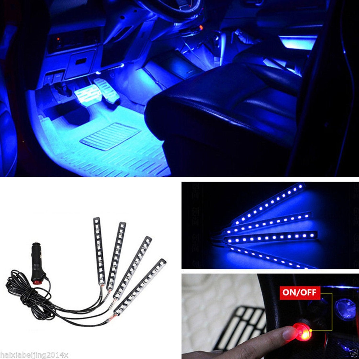 Car Led Strip Light, Ej'S Super Car 4Pcs 36 Led Car Interior Lights Under Dash Lighting Waterproof Kit,Atmosphere Neon Lights St