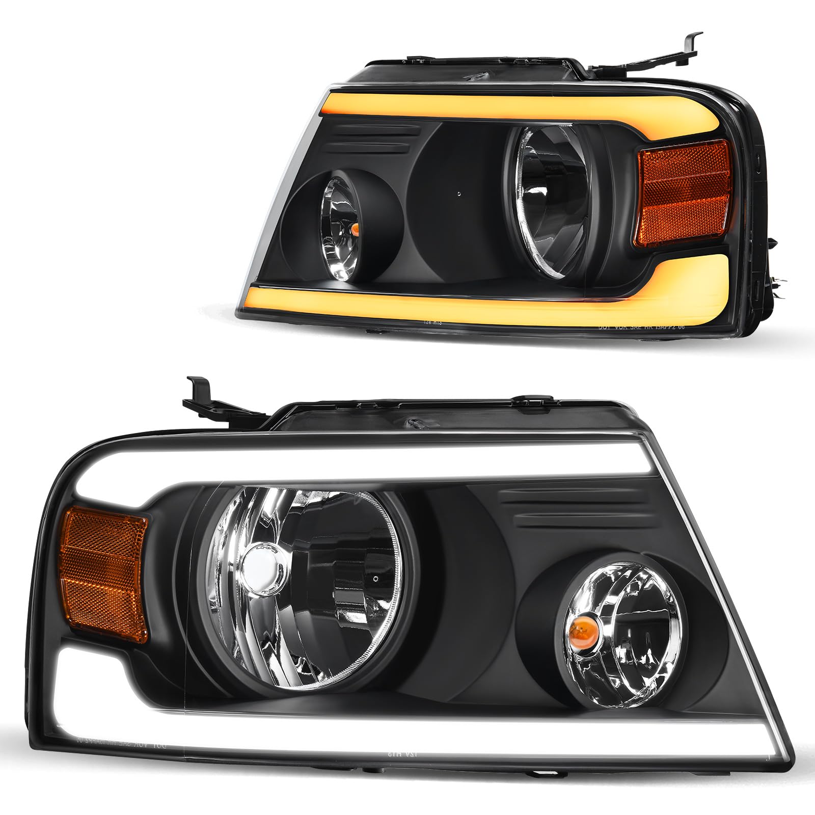 Dwvo Headlights Assembly Compatible With 2004 2005 2006 2007 2008 Ford F-150/2006-2008 Lincoln Mark Lt Headlamp With Led Drl Rep