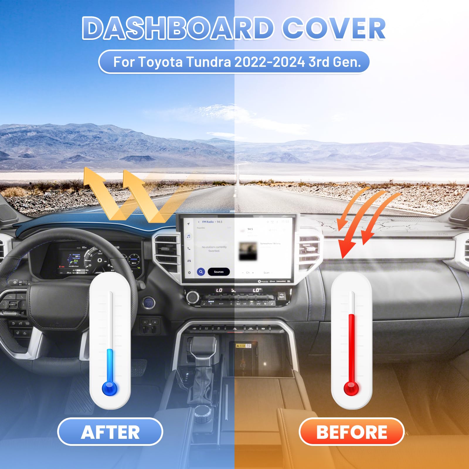 Sunsdrew Dash Cover For 2025 2024 2023 2022 Toyota Tundra Dashboard Cover Mat For Tundra Accessories Sun Shade Tundra Suede Dash