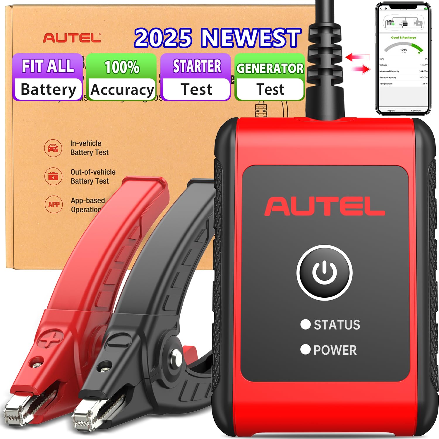 Autel MaxiBAS BT506 Battery Tester, 6V 12V 100-2000 CCA Auto Battery Test Tool, Cranking Charging Electrical System Analyzer, To