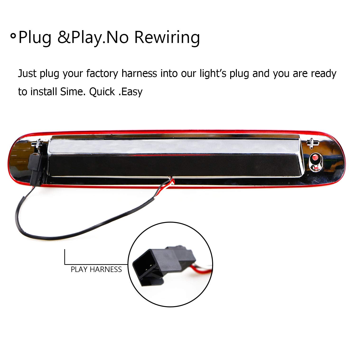 Tresound For 2007-2013 Chevy Chevrolet Silverado/Gmc Sierra 1500 2500Hd 3500Hd 3D Led Bar 3Rd Third Tail Brake Light Rear Cargo Lamp High Mount Stop Light Electroplating Housing (Red)