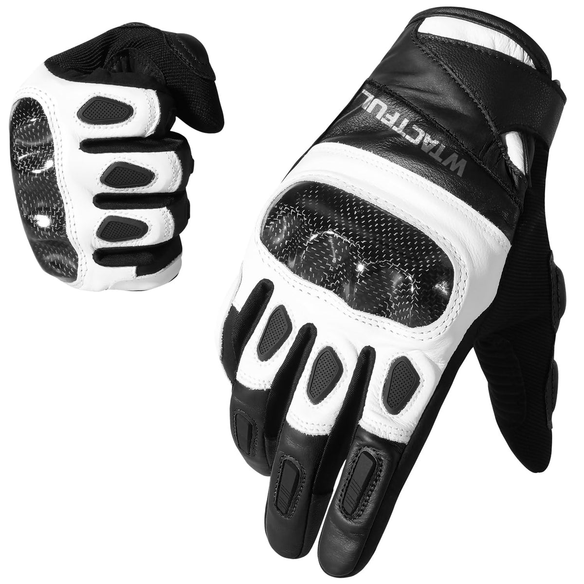 WTACTFUL Carbon Knuckle Motorcycle Gloves for Men and Women Full Finger Touchscreen Motorbike Gloves for BMX ATV MTB Riding Road