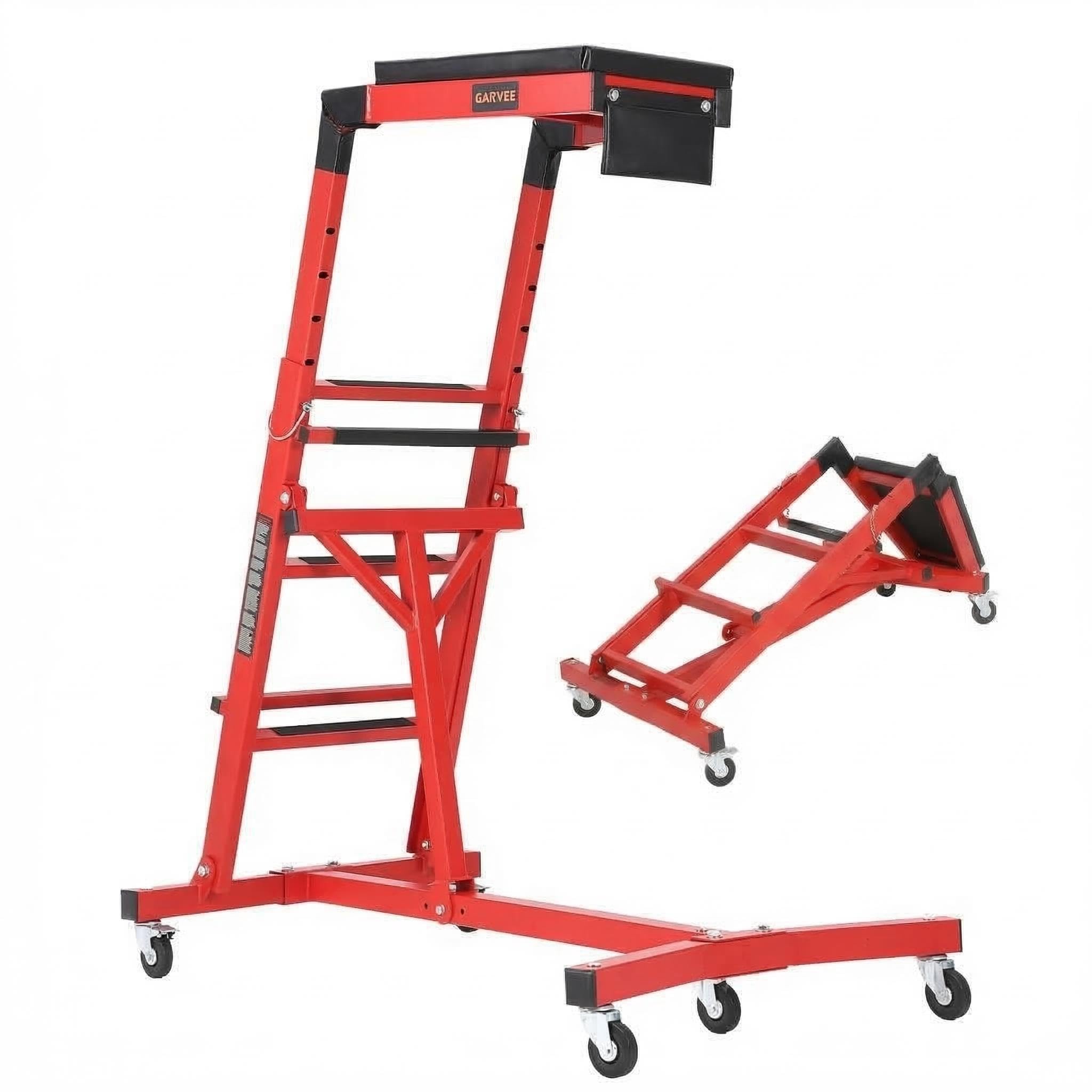 EliteEdge Adjustable Over Engine Creeper for Mechanics,Foldable Automotive Top Side Creeper with 360 Locking Casters, Padded Com