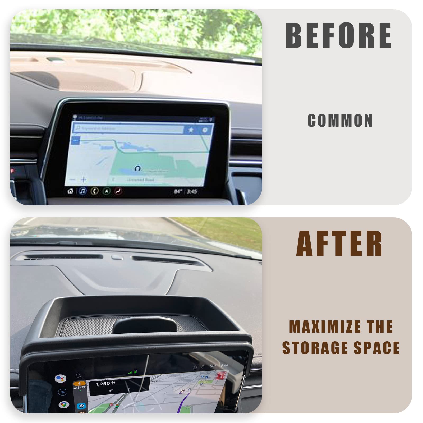 Muslogy For 2021-2024 Yukon Tahoe Suburban Dash Storage Tray Insert Behind Screen Organizer Box Interior Accessories Compatible