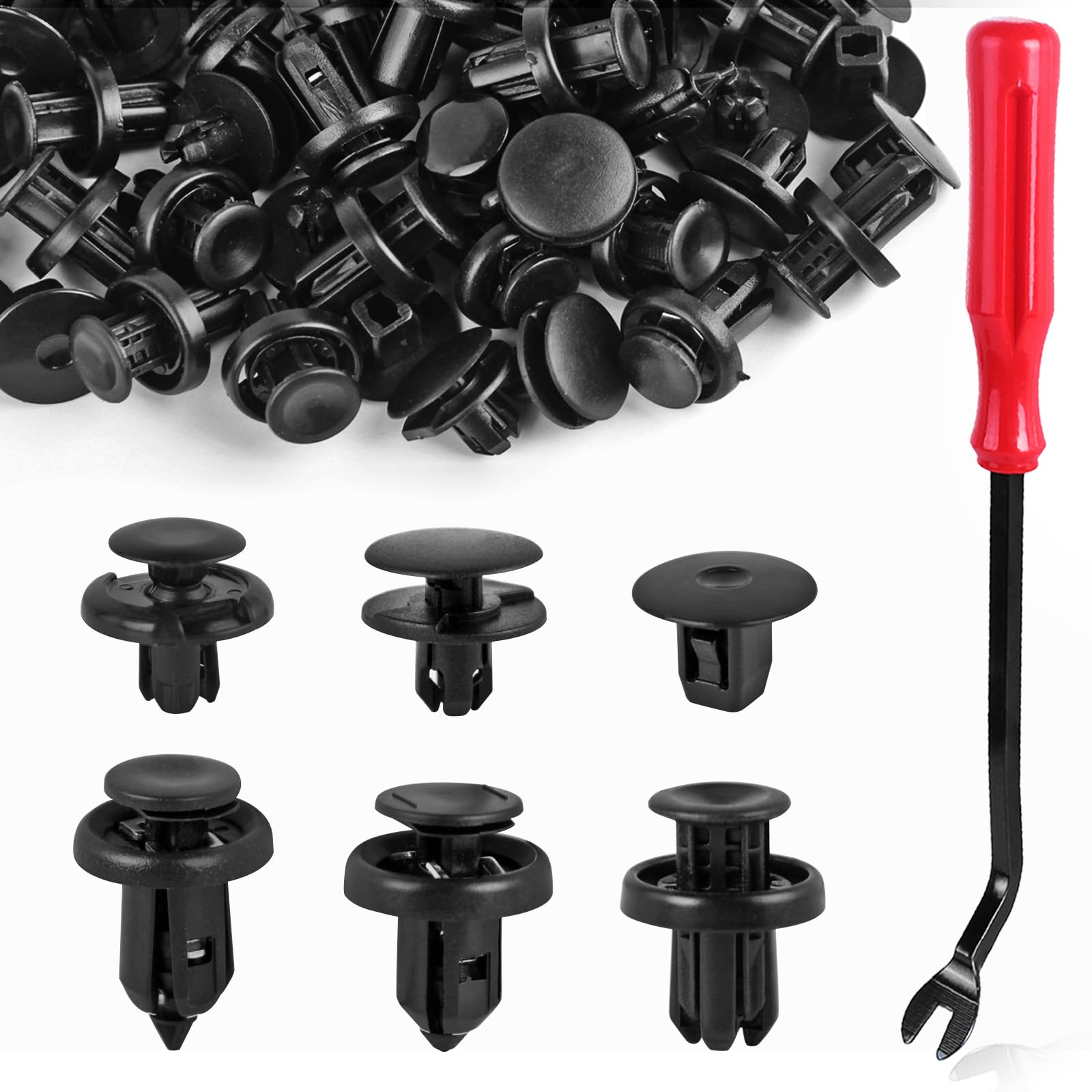Xislet 6 In 1 Fender Liner Retainer Clips 90682-Sea-003, Front Bumper Fastener 91512-Sx0-003, Push-Type Plastic Rivet 91505-S9A-003, Compatible With Honda Acura Accord Civic Cr-V Fit Odyssey - 131Pcs