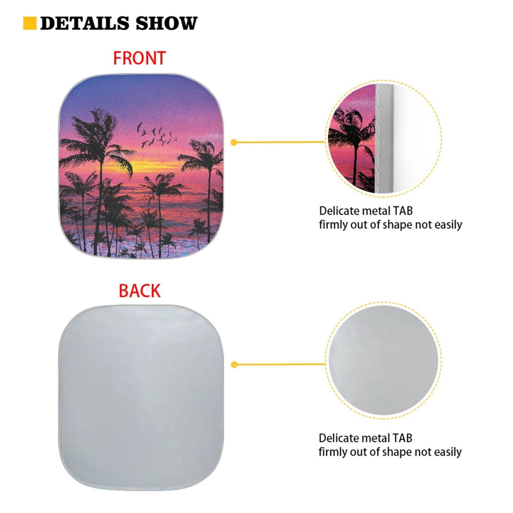 Huisefor Beach Style Auto Windshield Sunshade,Palm Tree Printed Car Windshield Sun Shade,2 Pieces Shade Foldable Blocks Sun Viso