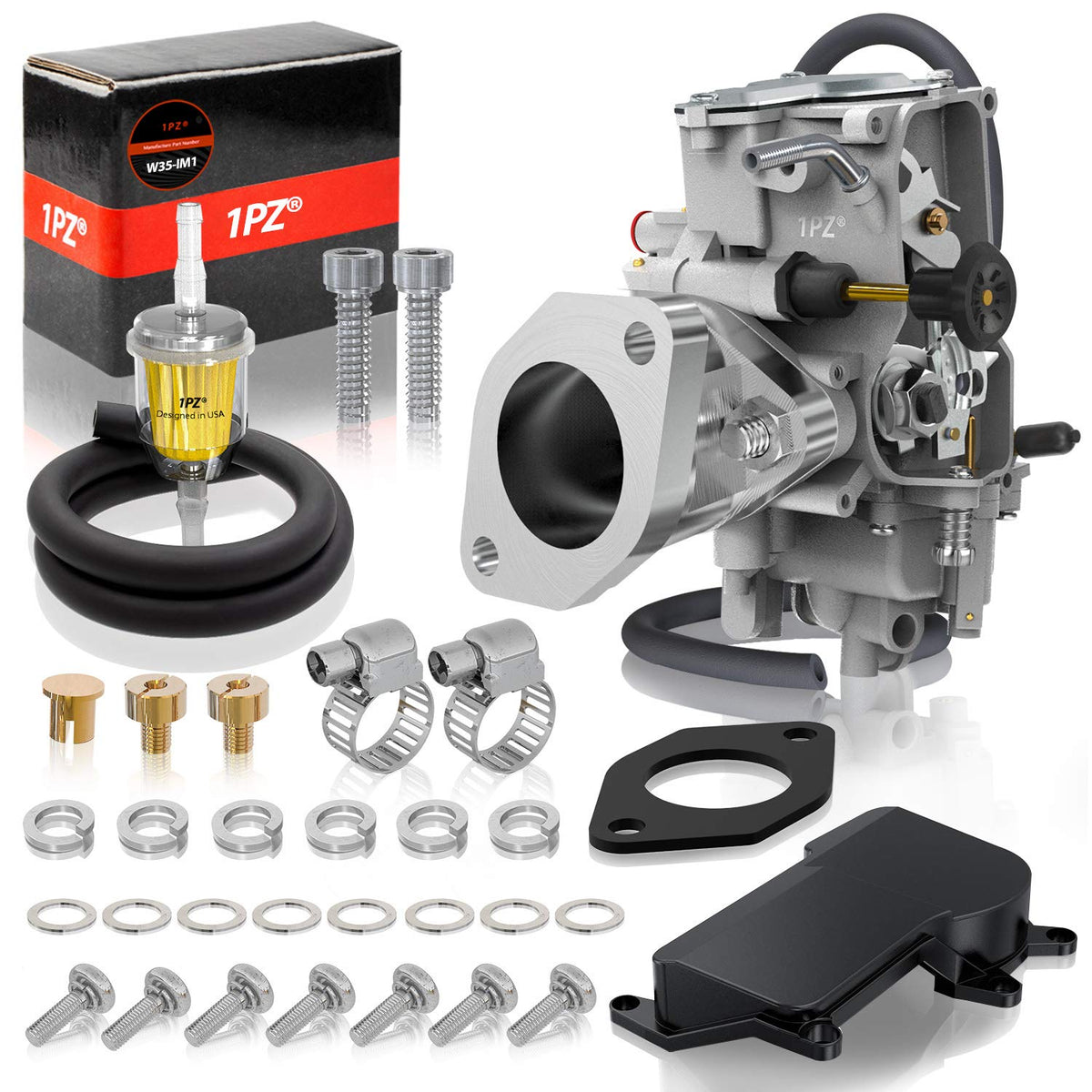 1PZ W35-IM1 Carburetor w/Upgrade Aluminum Intake Manifold Replacement for Yamaha Warrior 350 YFM350 X Wolverine YFM350FXG 1987-2