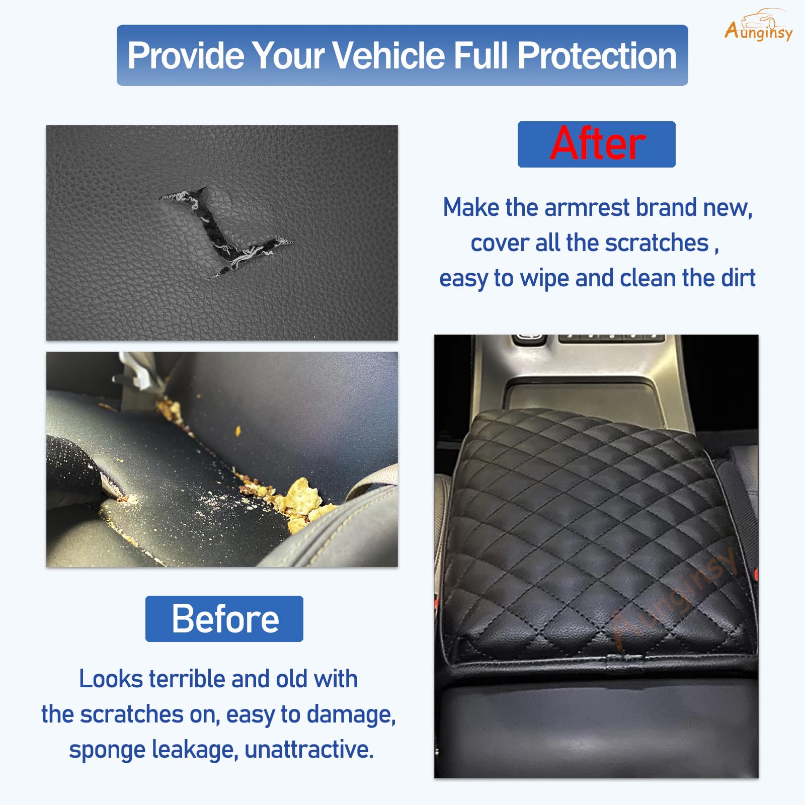 Aunginsy Car Leather Center Console Protector Cover Compatible With Kia Telluride 2020-2024 Center Console Armrest Seat Box Cove