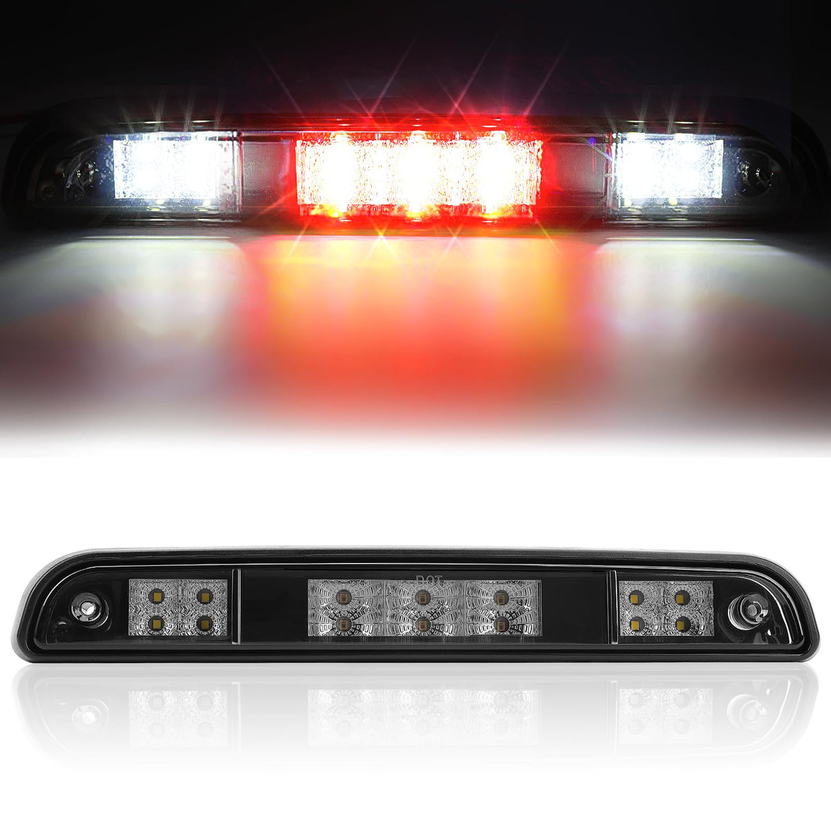 3rd Third Brake Light for 1992 1993 1994 1995 1996 1997 Ford F150 F250 F350 Bronco, Waterproof High Mount Stop Light, Smoked Len