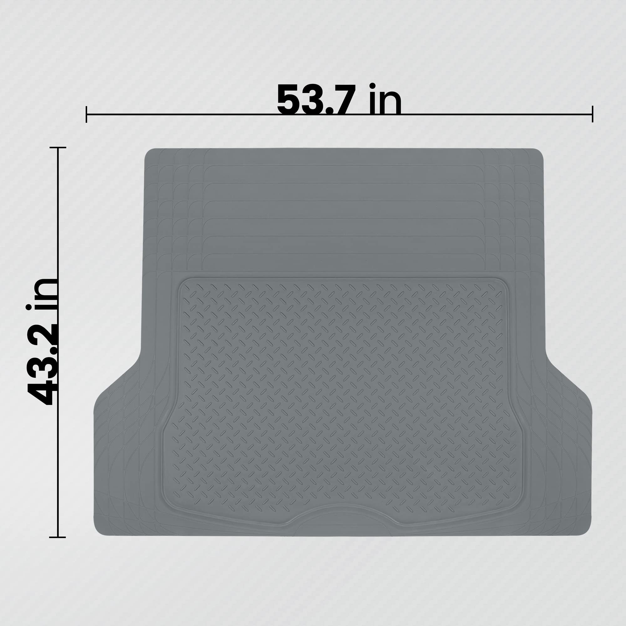 BDK Heavy Duty Rubber Cargo Mat Liner - All-Weather Trunk Protection, Trim-to-Fit Design for Cars, SUVs, Vans & Trucks - Non-Slip, Waterproof, Durable Cargo Floor Liner - 46&quot; x 56.75&quot; x 0.25&quot; - Gray