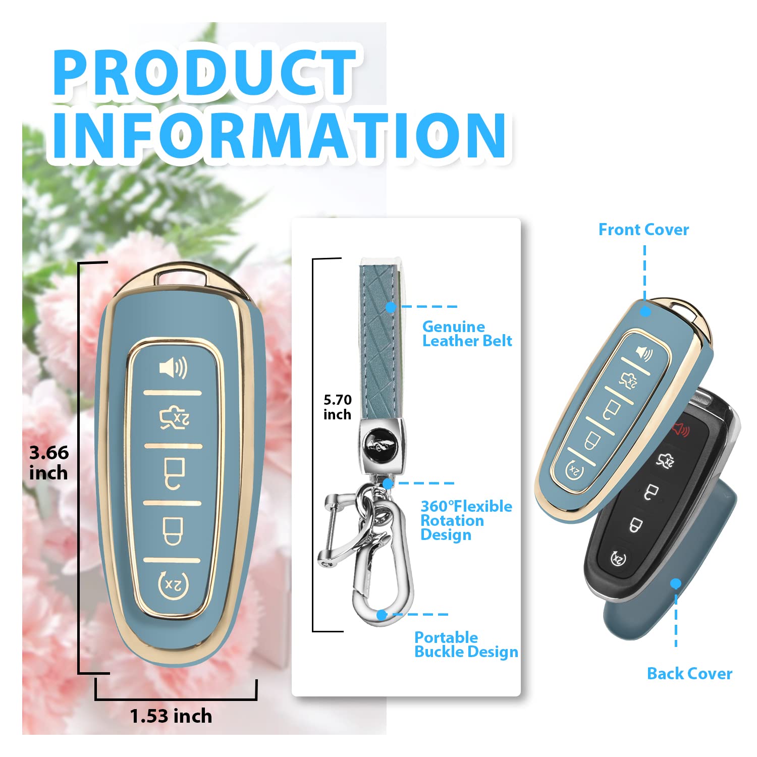 Qbuc For Ford Key Fob Cover,360 Tpu Car Key Case Protector With Keychain Compatible With Ford C-Max Edge Escape Expedition Explo