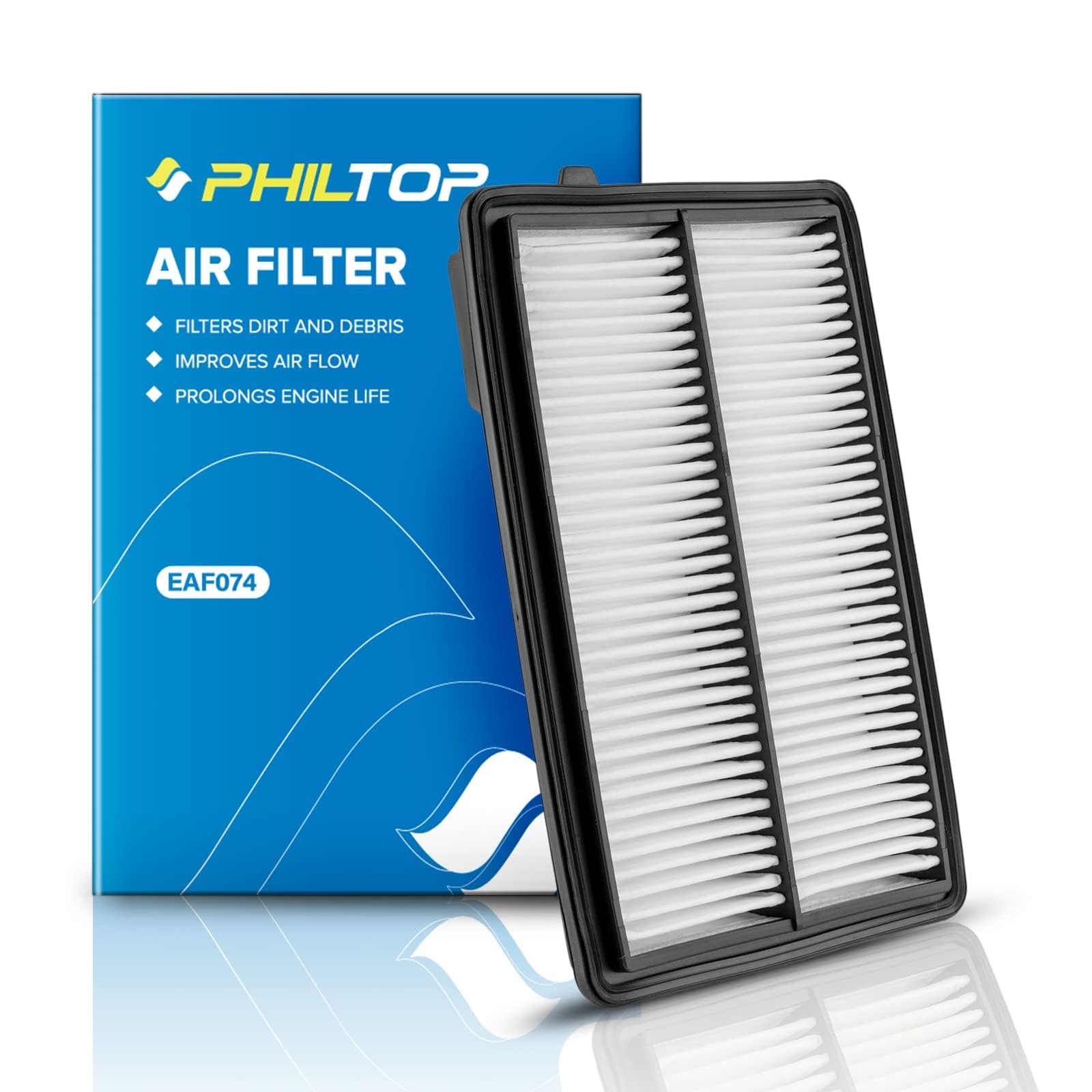 Philtop Engine Air Filter Ca9361 Replacement For 2001-2006 Acura Mdx (3.5L), 2003-2008 Honda Pilot (3.5L), Rigid Panel