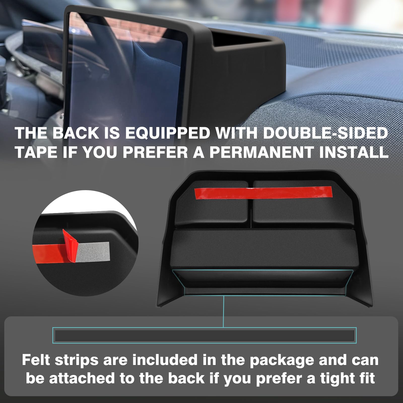 Bestevmod Upgrade Center Console Dash Storage Box Tray Compatible With Mustang Mach E 2021-2025 Dashboard Screen Back Organizer