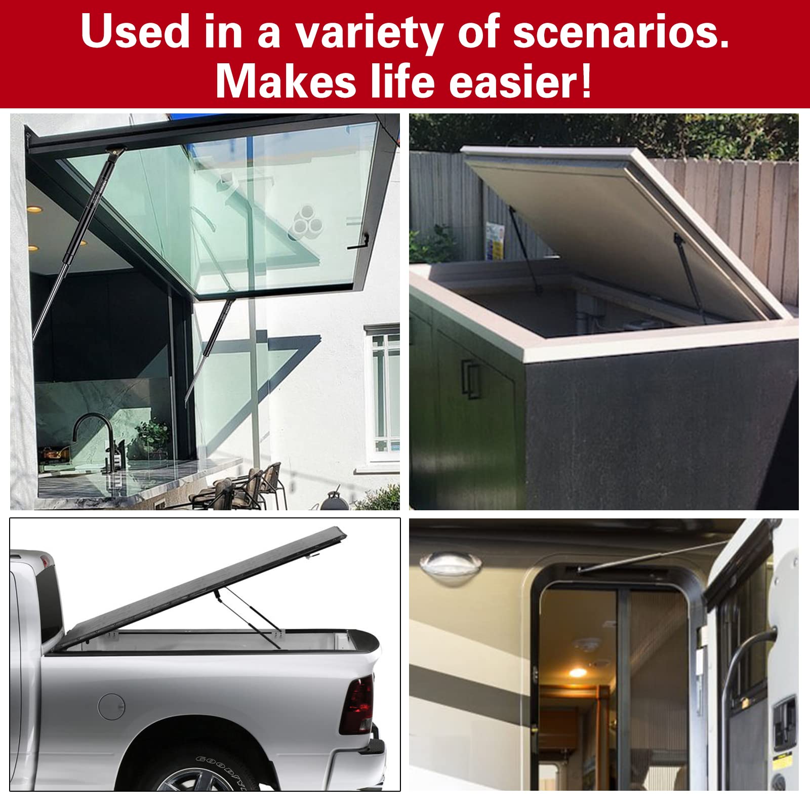 Vepagoo Se200P50 20 Inch 50Lbs/222N Struts Shock For Are Leer Truck Bed Tonneau Cover Rv Bed Lift Support Camper Shell, Shed Window Floor Hatch Door, And Other Diy Applications, Sl-14-50, Set Of 2.