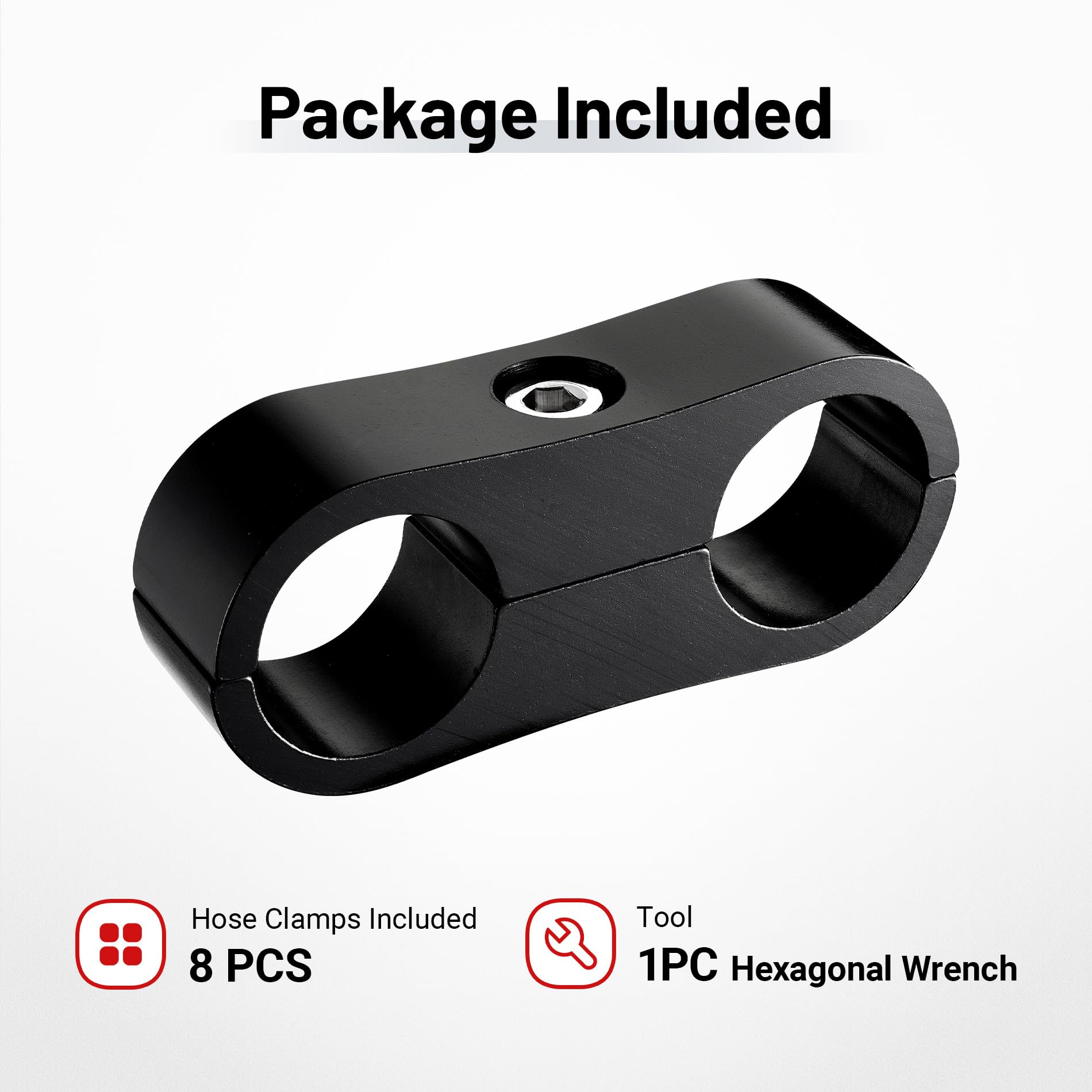 Evil Energy 8An Hose Separator Clamp, An8 Fuel Line Mounting Clamp Aluminum Black 4Pcs