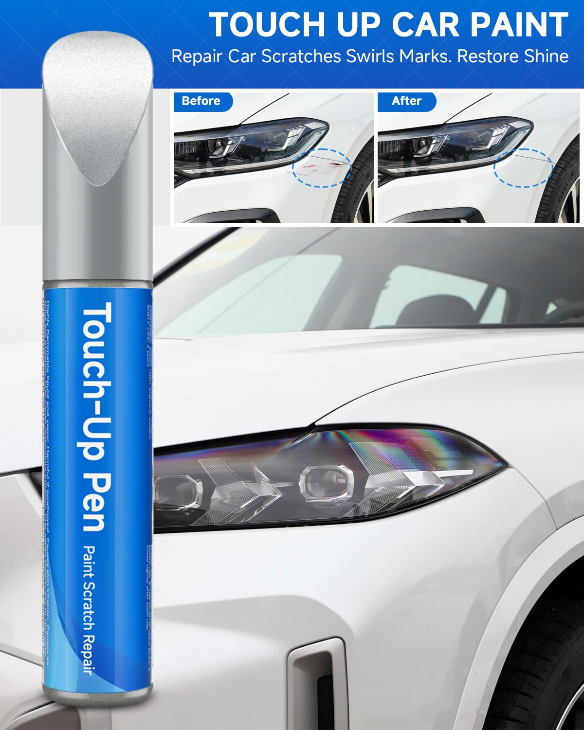 RSACET LD5L/2B Silk Blue Metallic Touch Up Paint Compatible with Volkswagen Exact Match Touch Up Paint Car Scratch Repair