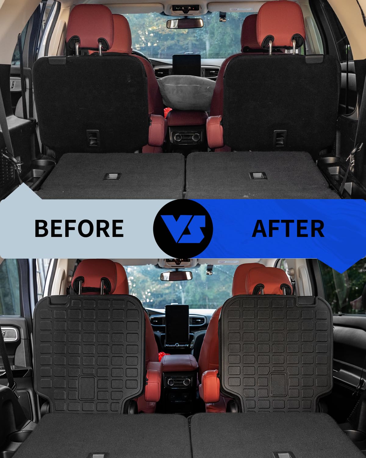 Rongtaod Back Seat Cover Protector Compatible With 2020-2025 Ford Explorer 6 Seats Back Seat Cover Kick Mat Trunk Mat Cargo Mat