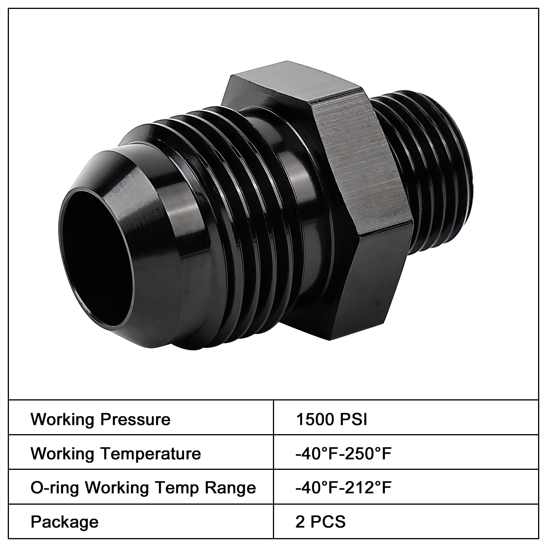 Evil Energy 10An Male Flare To 5/8 X 18 Male Metric Fitting Adapter Aluminium Alloy Black 2Pcs