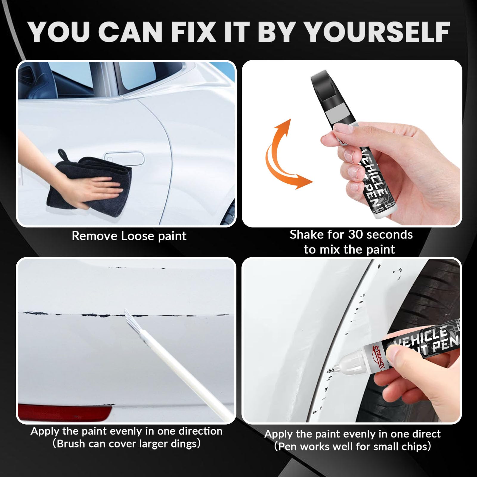White Car Paint Touch Up Pen, Color Accurate Touch Up Paint For Cars, Professional Automotive Paint Scratch Repair, Lasting Auto