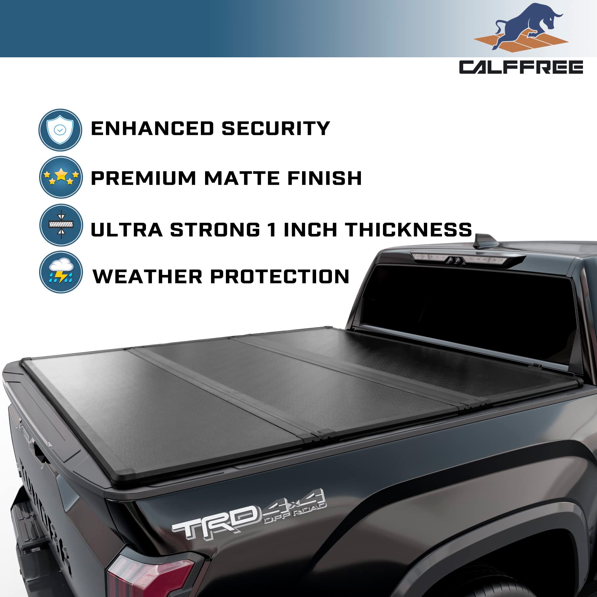 Calffree Hard Folding Truck Bed Tonneau CoverlCFHT-035lFits 2022-2025 Toyota Tundra 6'6 Bed w/OE Rail System (78.7