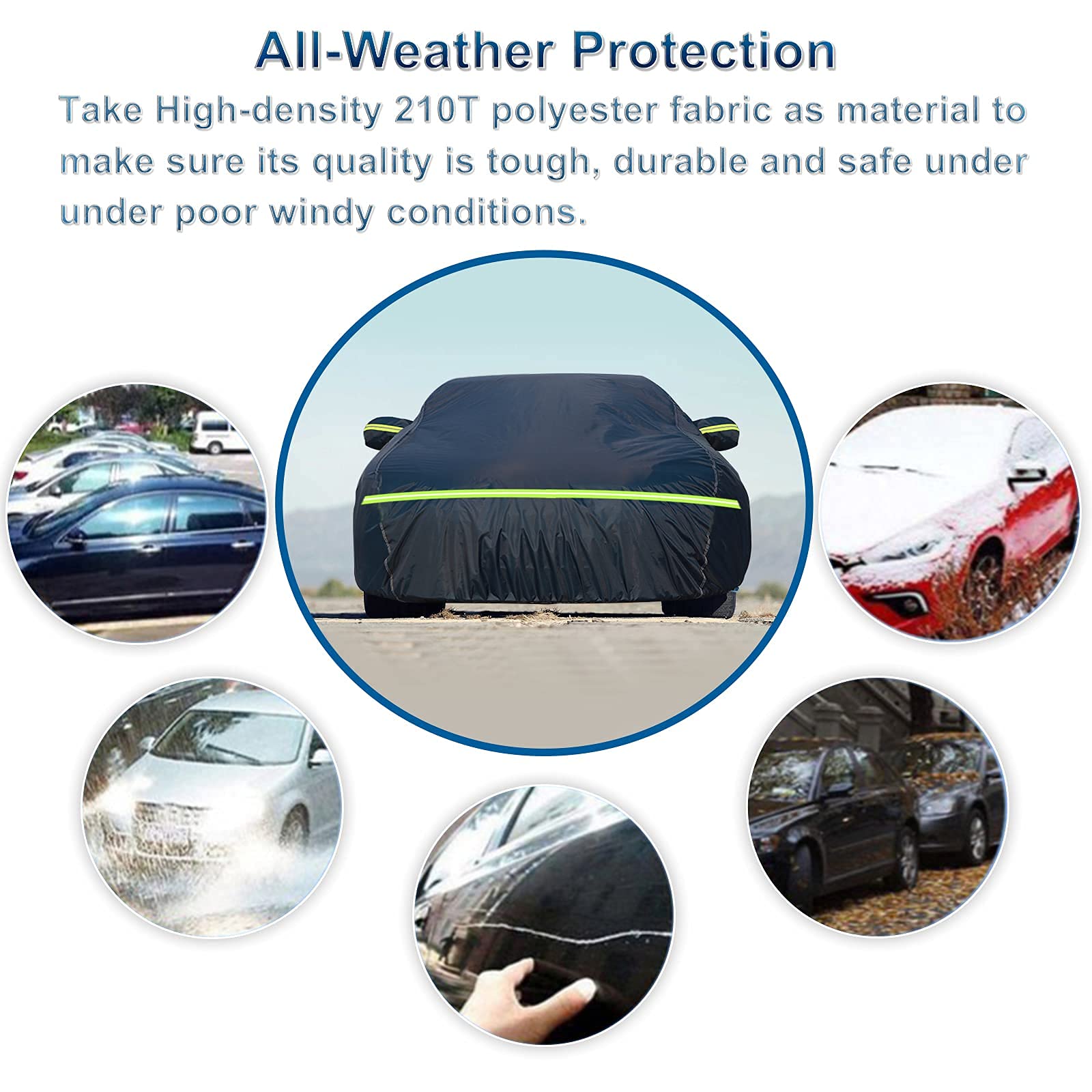 For Mustang Full Car Cover Waterproof All Weather, Outdoor Car Covers With Soft Cotton Lining Windproof Heavy Duty Protection Compatible With 1994-2023 Mustang Gt/Shelby/Cobra/Bullitt/Ecoboost