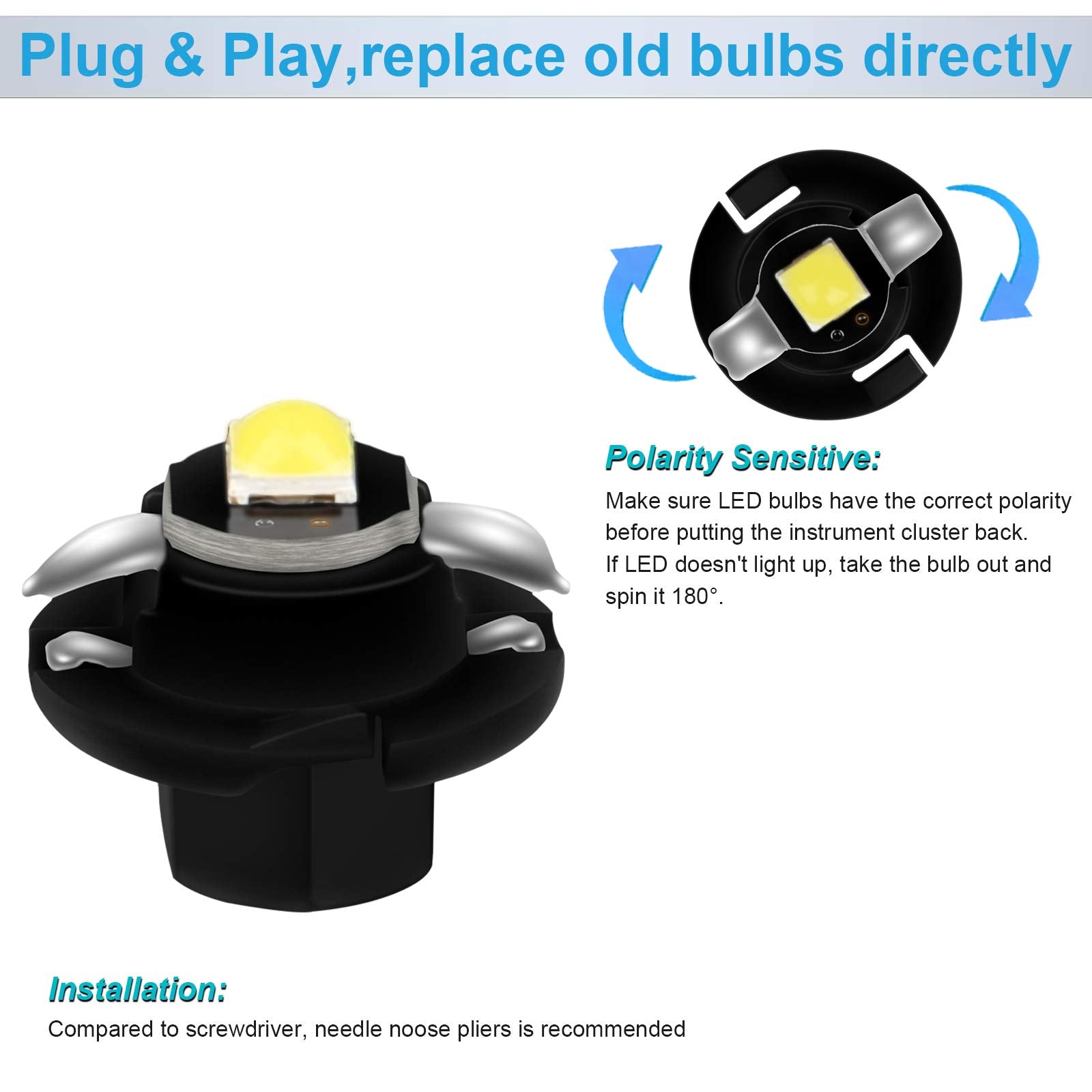 Mbuydiy White Led Lights Bulbs For Instrument Gauge Cluster Panel Speedometer Compatible With 2002-2006 Dodge Ram 1500 2500 3500 Pickup Truck