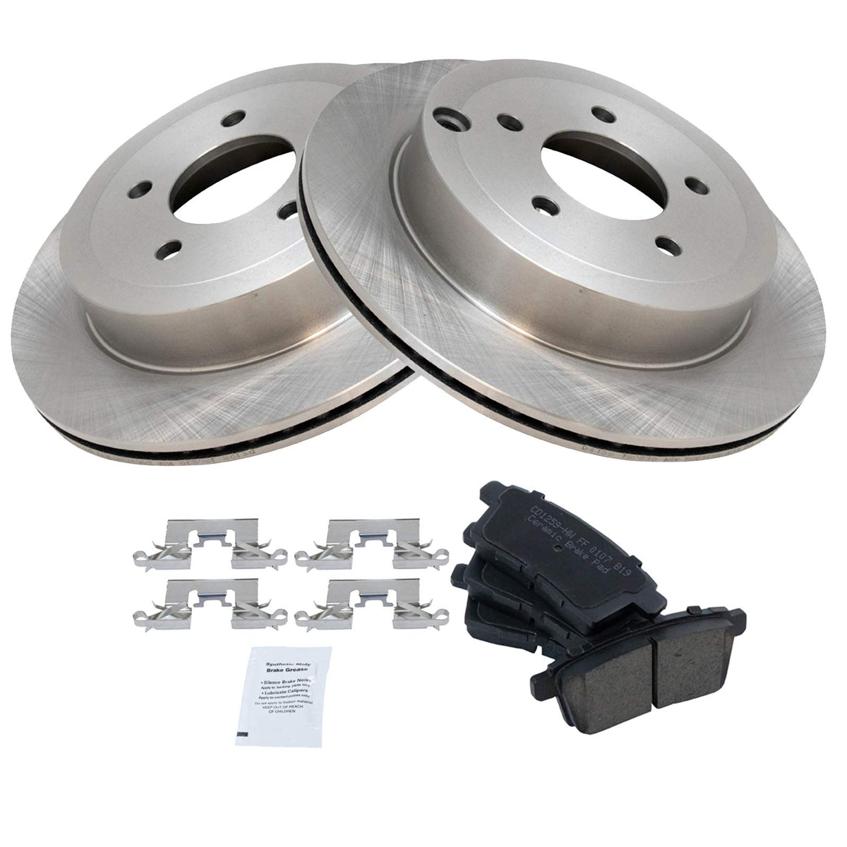 Trq Rear Brake Pad & Rotor Kit Brake Pads Brake Rotor Ceramic Compatible With 2007-2010 Ford Edge Lincoln Mkx