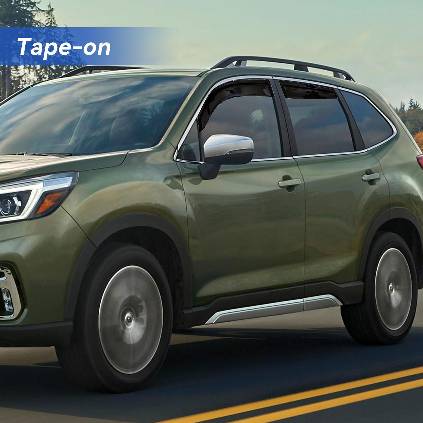 YQAUTEC Window Visors Rain Guards for 2019-2024 Subaru Forester, Out-Channel Window Vent Wind Deflectors Visors Shades for 19 20