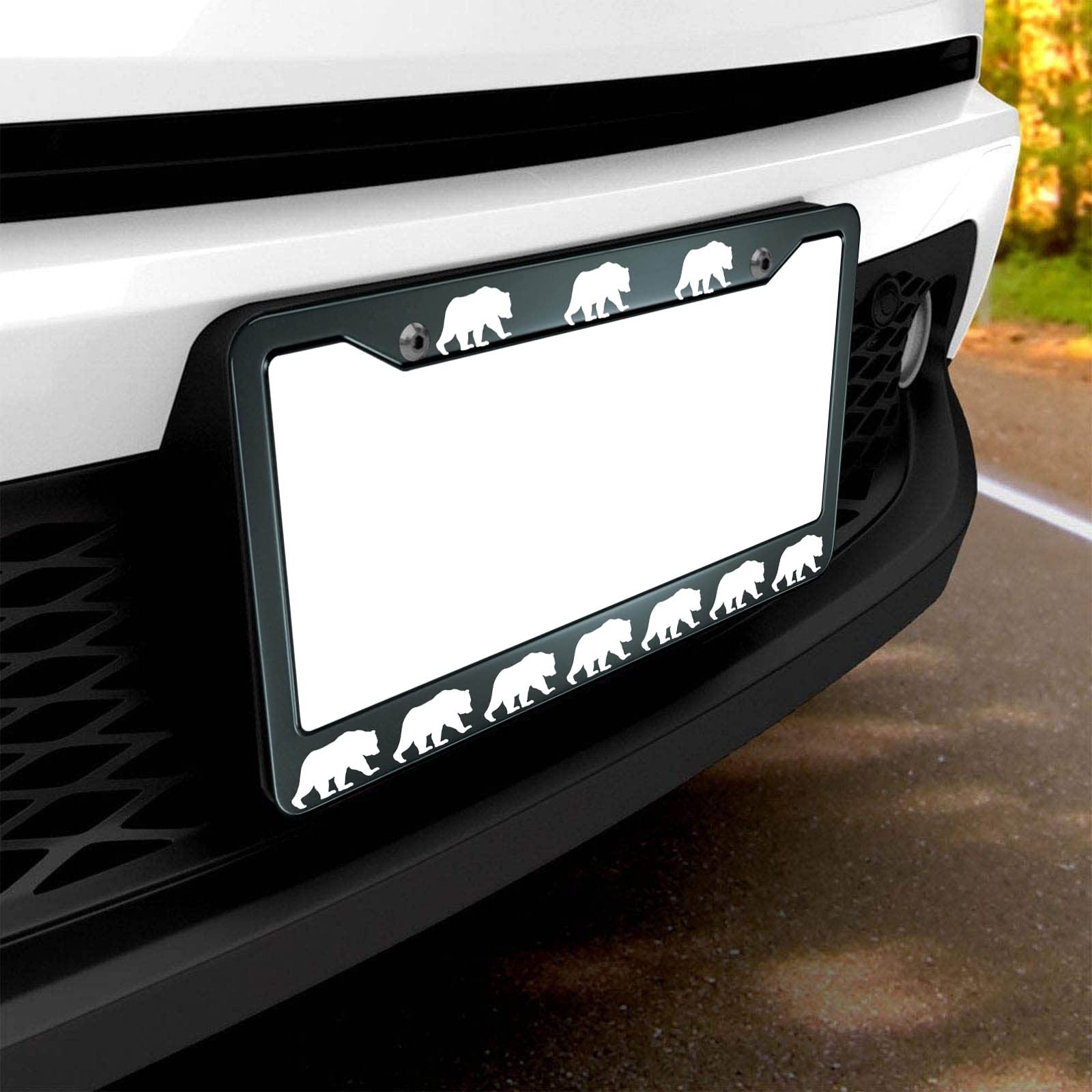 Hosnye Bear License Plate Frame Metal License Plate Cover Front Plates Frames Car Tag Frame For Women Men Us Vehicles Standard