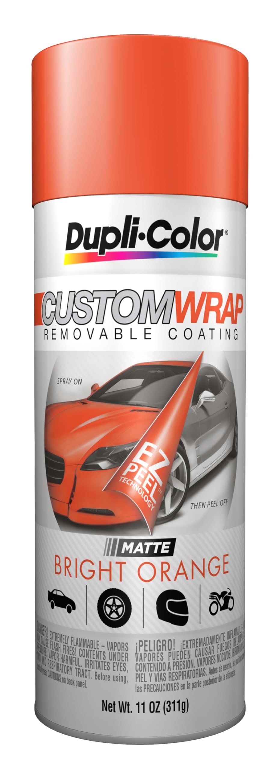 Dupli-Color ECWRC8067 Custom Wrap Matte Removable Automotive Paint – Bright Orange Spray Paint - 11 oz. Aerosol Can