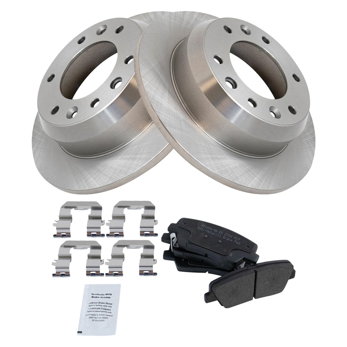 Trq Rear Brake Pad & Rotor Kit Brake Pads Brake Rotor Semi-Metallic Compatible With 2007-2008 Hyundai Entourage 2007-2012 Kia Se