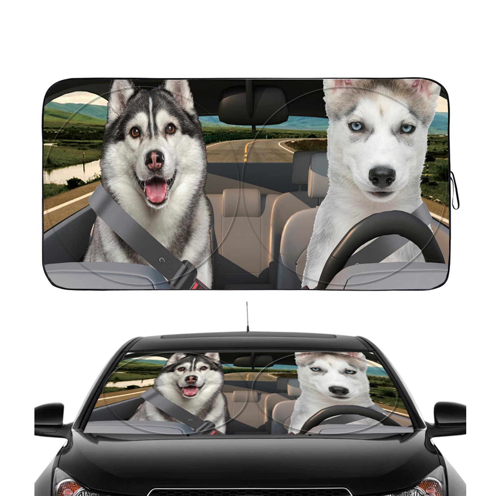 Gven Windshield Shade, Car Sun Shade for Front Windshield Sun Visor Protector Blocks UV Rays Foldable 210T Keep Your Vehicle Coo
