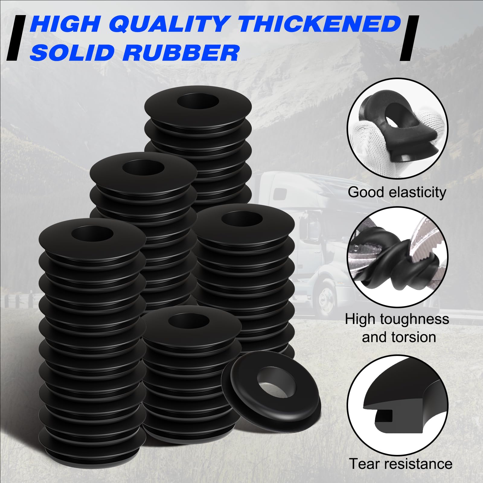boeray Glad Hand Seals - 100pcs Black Rubber Gaskets for Semi Trailers & Tractors, Model HC8038