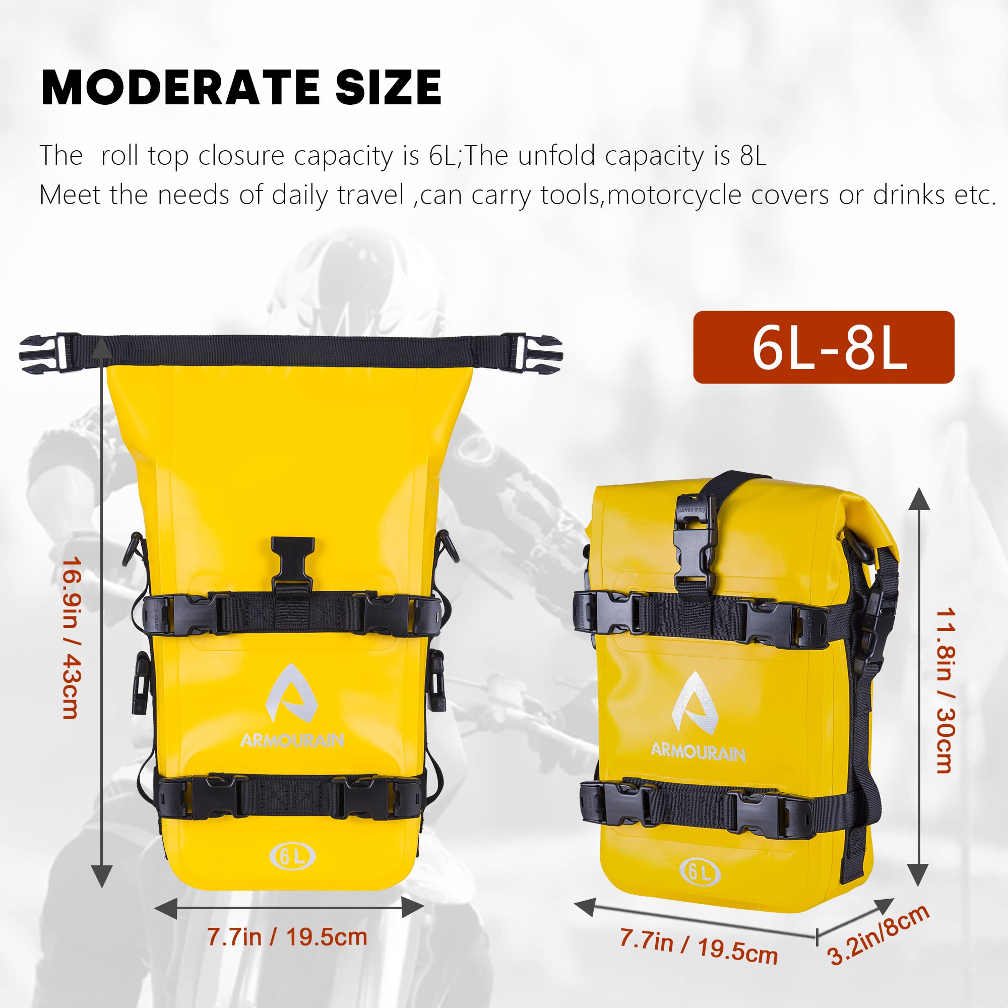 ARMOURAIN Motorcycle Bumpers Bag Waterproof 6L Motor Crash Bar Bag with Shoulder Strap Motorcycles Side Frame Bag Riding Tools A