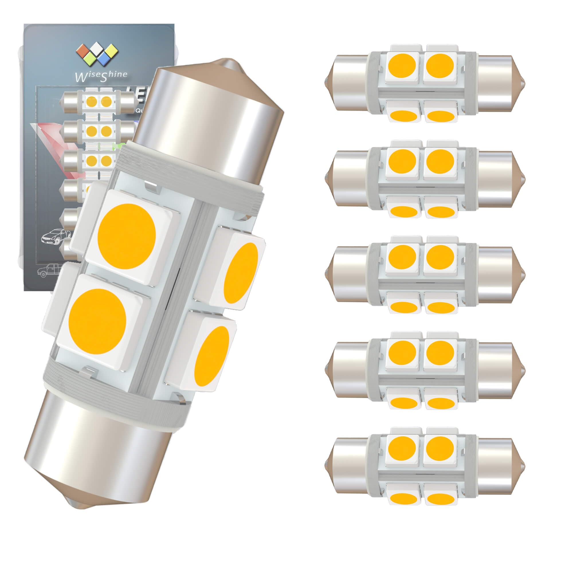 Wiseshine DC 24V 31mm Festoon LED Bulb DE3175 LED Car Bulb Warm White for Truck Interior Dome Reading Map Cargo Lights (Pack 6)