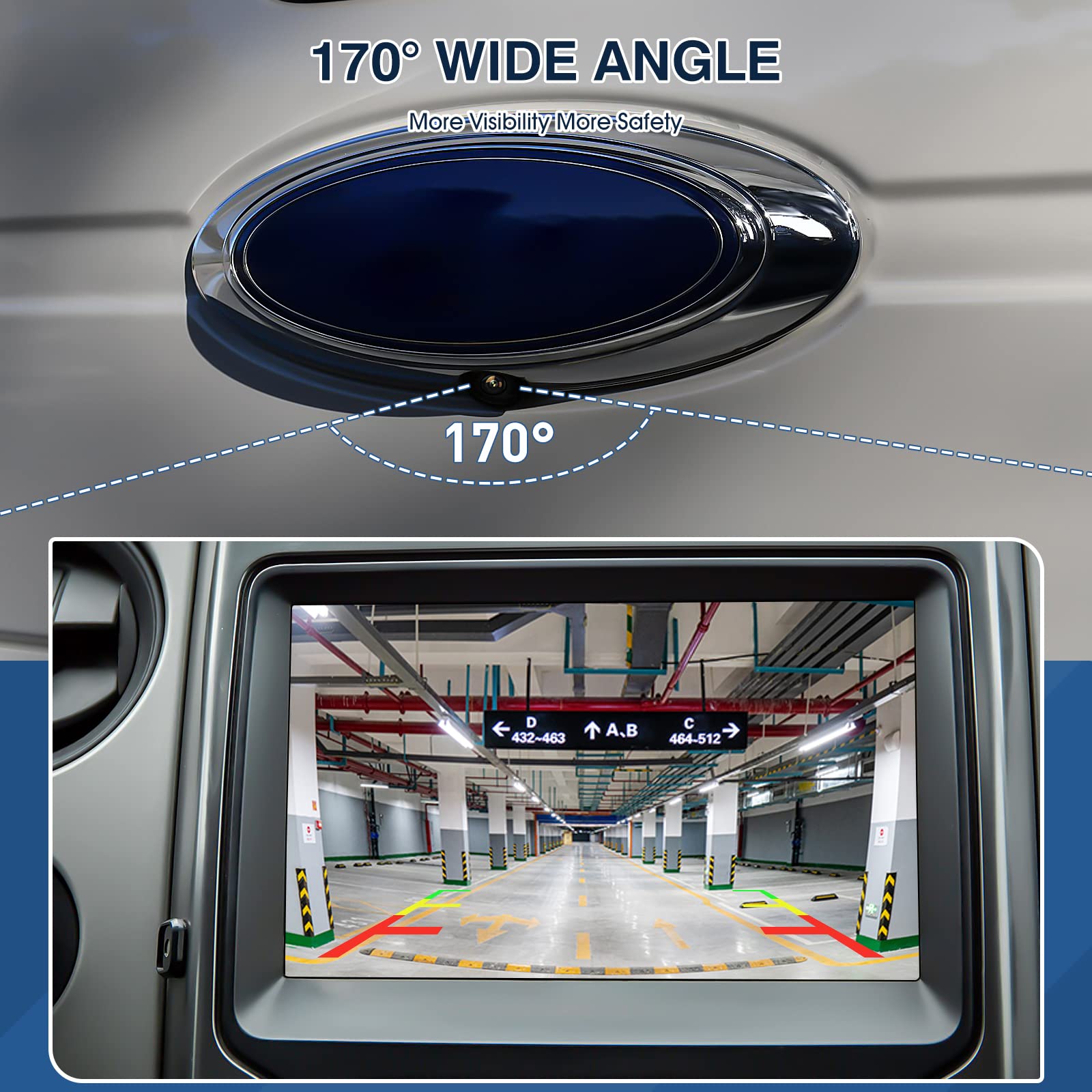 Acauto Rear View Backup Reverse Camera Compatible With Ford F150 2010-2014, Ford Mustang 2015-2020 & Lincoln Mkc 2015-2019, Park