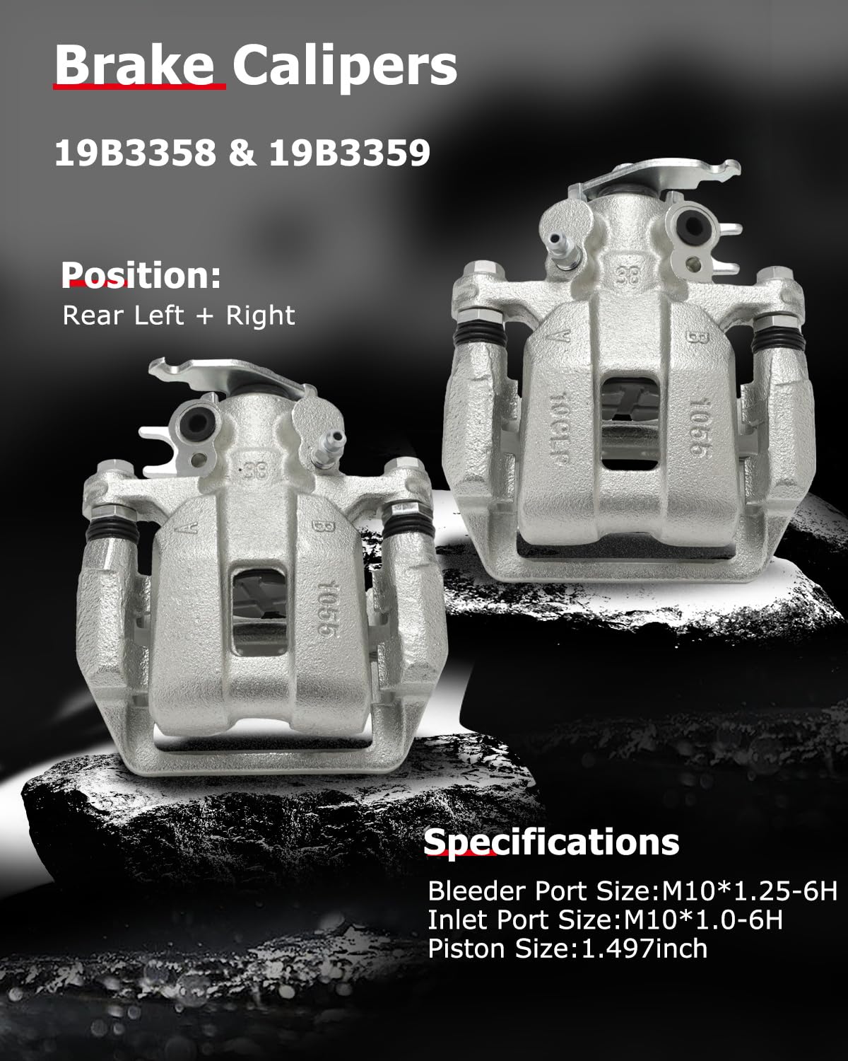 cciyu 19B3359 19B3358 Rear Left & Right Brake Calipers With Bracket For Acura For TSX 2009-2014,For Honda For Accord 2008-2012