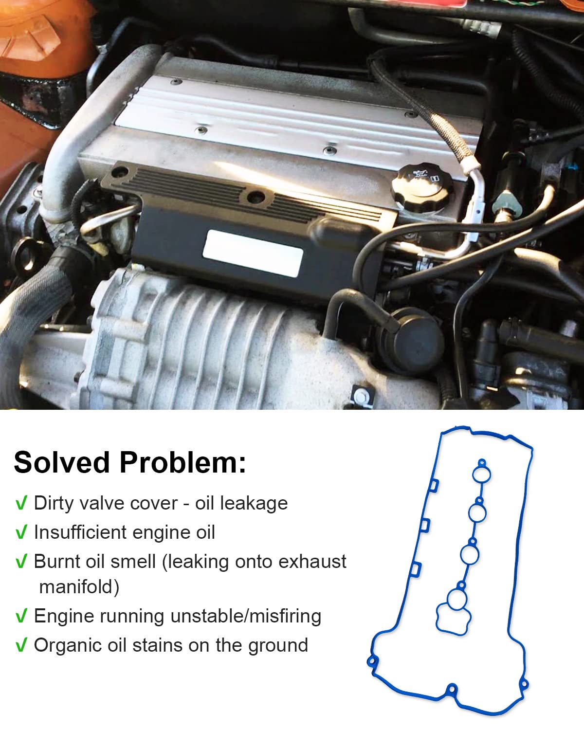 Engine Valve Cover Gasket Fits for Chevy Malibu 2006-2012, Fits for HHR 2006-2011, Fits for Cobalt 2007-2010, Fits for Pontiac G